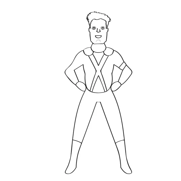 Αρσενικό υπερήρωα σκίτσο χαρακτήρα κινουμένων σχεδίων — Διανυσματικό Αρχείο