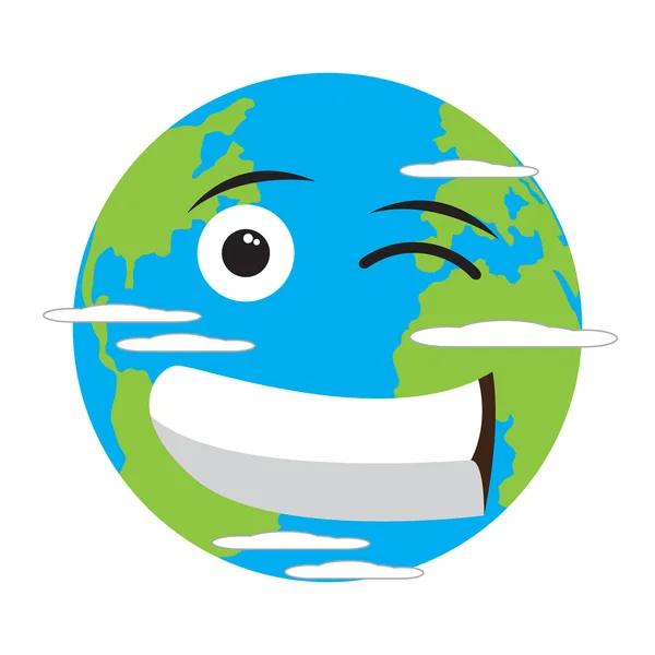 地球の幸せな感情を表します。地球の日 — ストックベクタ