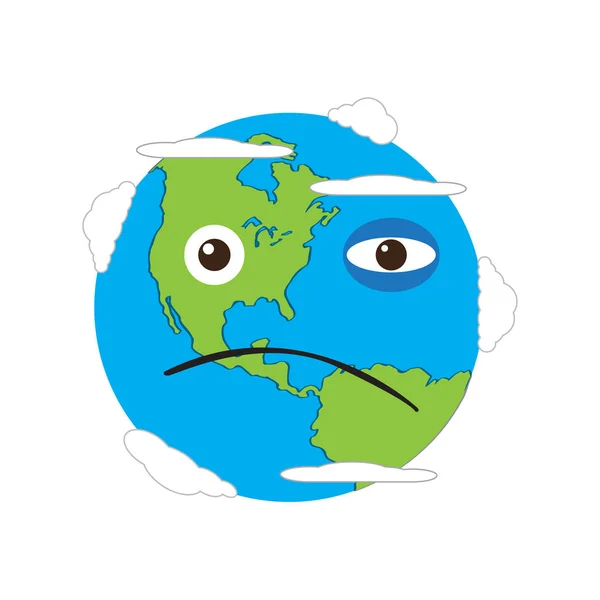 悲しい感情を表す地球。地球の日 — ストックベクタ