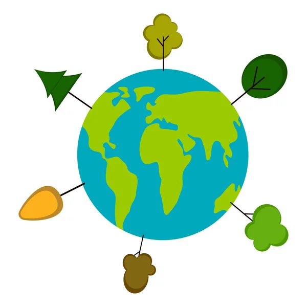 Erde mit Baumsymbolen. Tag der Erde — Stockvektor