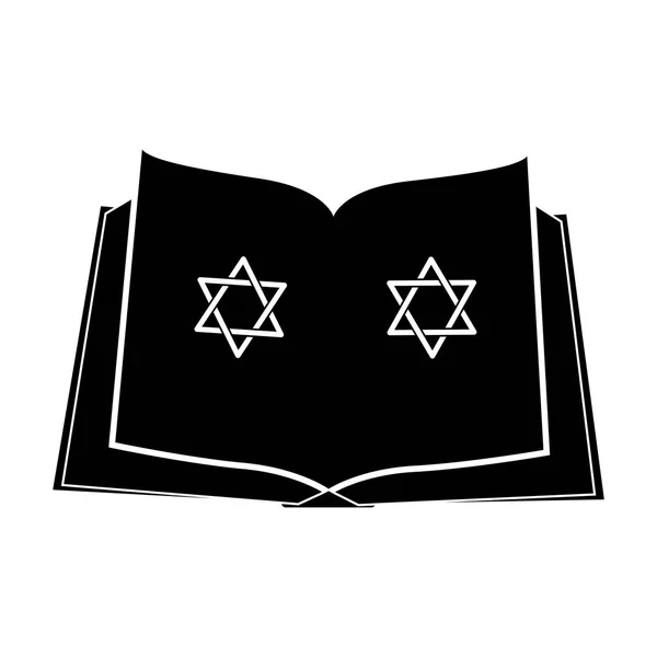 Biblia judía con la estrella del icono de David — Vector de stock