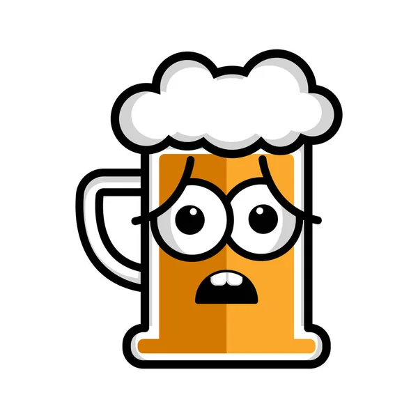 Worried beer cartoon character — Stock Vector