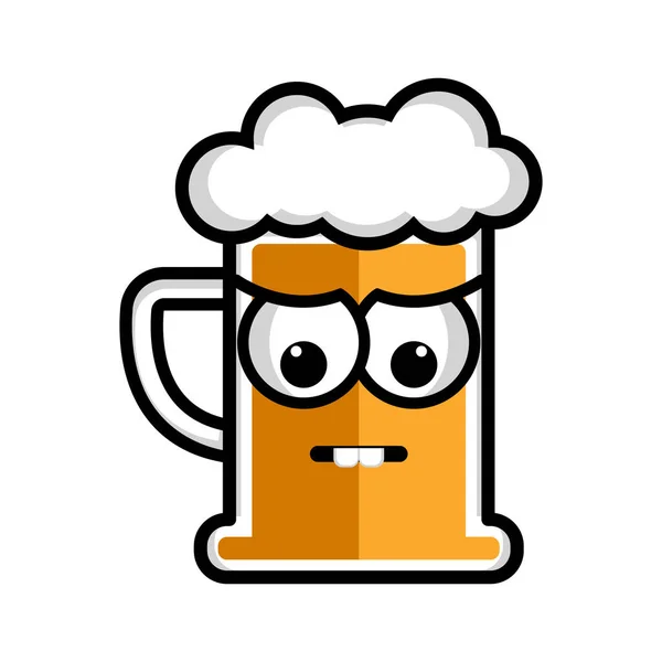Triste personagem de desenho animado cerveja — Vetor de Stock