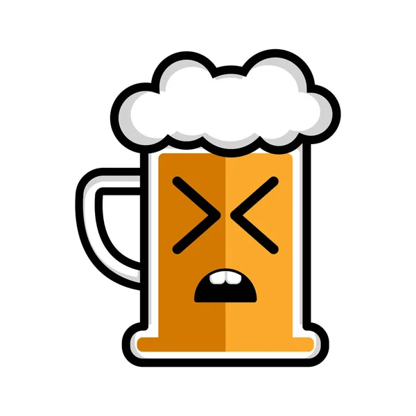 Disgusted beer cartoon character — Stock Vector