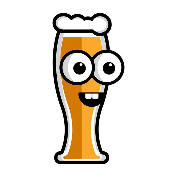 Personagem de desenho animado de cerveja feliz — Vetor de Stock