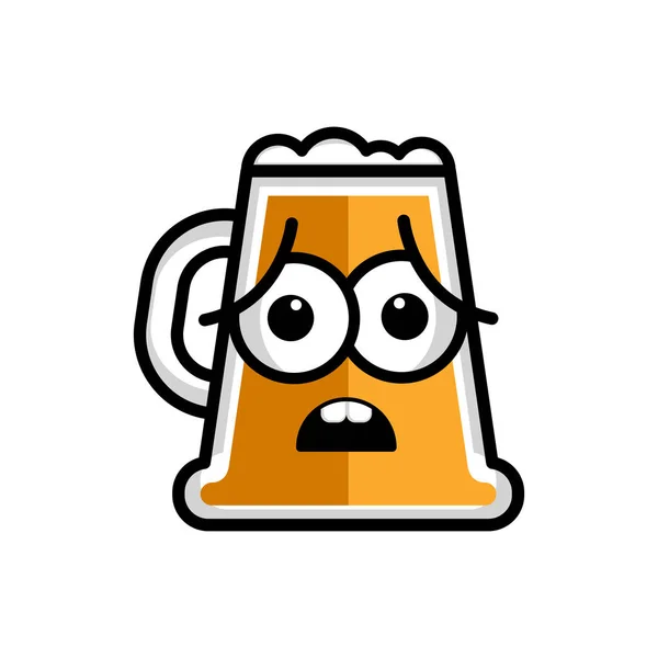 Worried beer cartoon character — Stock Vector