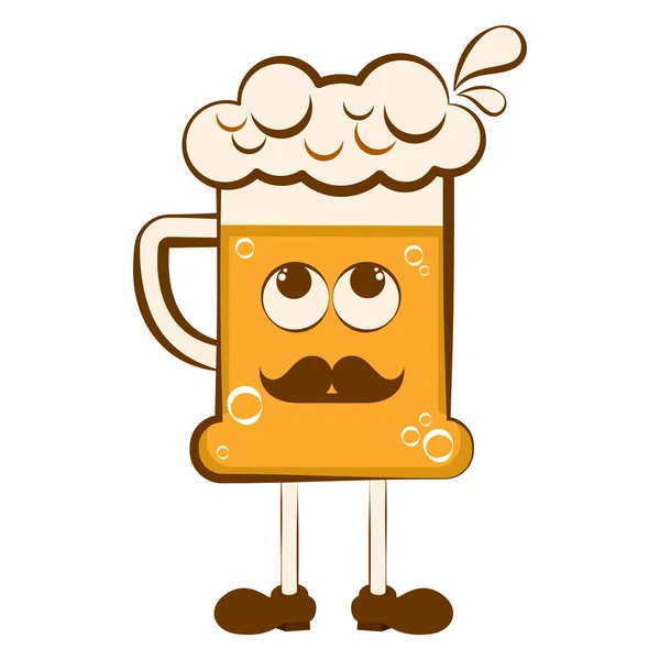 Vintage happy beer cartoon figur — Stockvektor