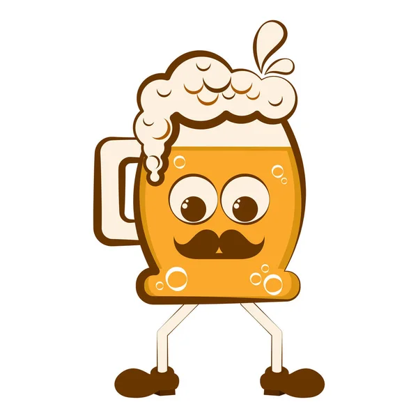 Personagem de desenho animado de cerveja feliz vintage — Vetor de Stock