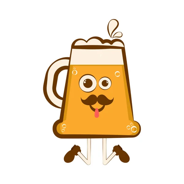 Personagem de desenho animado de cerveja feliz vintage — Vetor de Stock