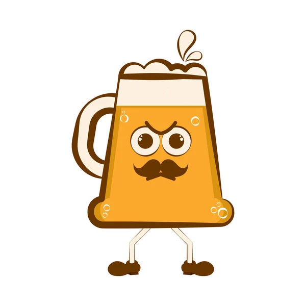 Vintage enojado personaje de dibujos animados cerveza — Vector de stock