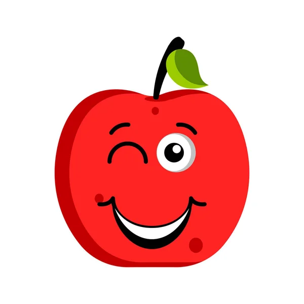 Emoticono de manzana feliz — Vector de stock