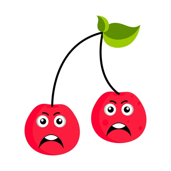 Emoticon ciliegia arrabbiato — Vettoriale Stock