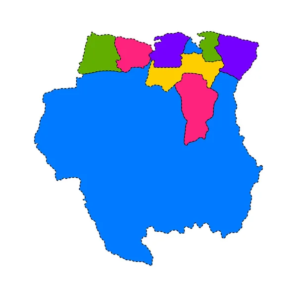 Carte politique de Suriname — Image vectorielle