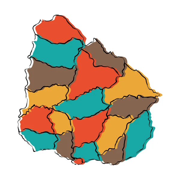 Uruguay siyasi Haritası — Stok Vektör