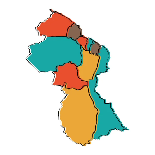 Mapa político da Guiana —  Vetores de Stock