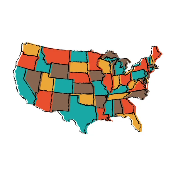 Mappa politica degli Stati Uniti — Vettoriale Stock