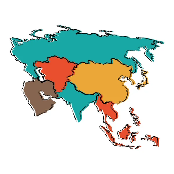 亚洲的政治地图 — 图库矢量图片