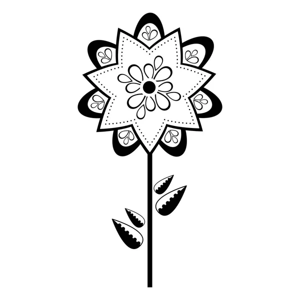 Isolée icône de fleur monochrome — Image vectorielle