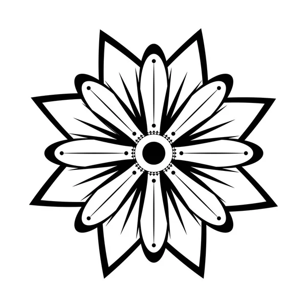 分離白黒花のアイコン — ストックベクタ
