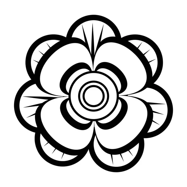 分離白黒花のアイコン — ストックベクタ