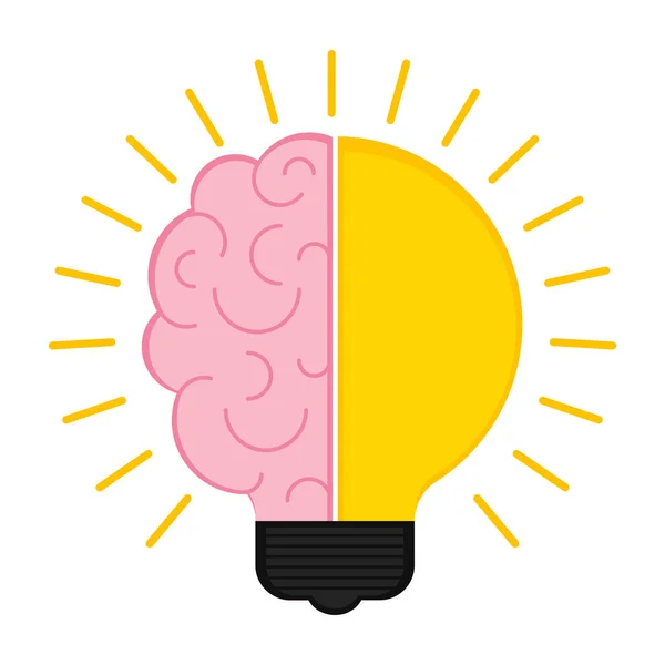 Konceptuální žárovka ikona s mozkem — Stockový vektor