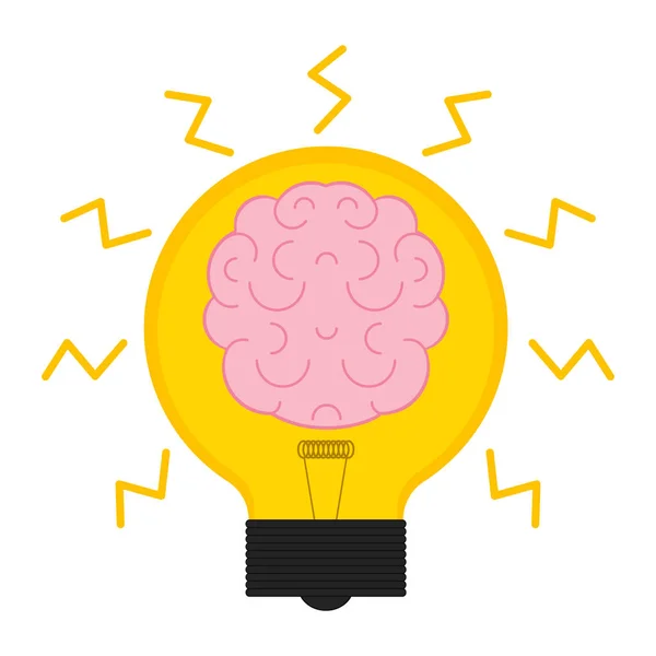 Conceptual lightbulb icon with a brain — Stock Vector
