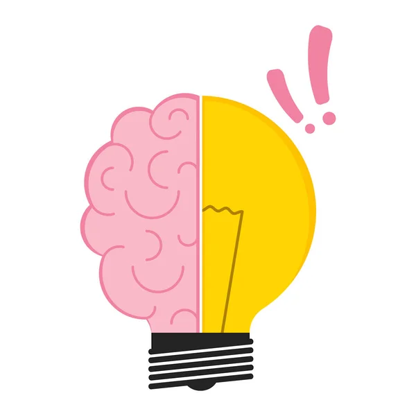 Icono de bombilla conceptual con un cerebro — Vector de stock