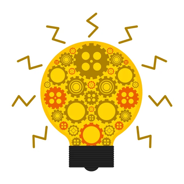 Conceptual lightbulb icon with gear pieces — Stock Vector