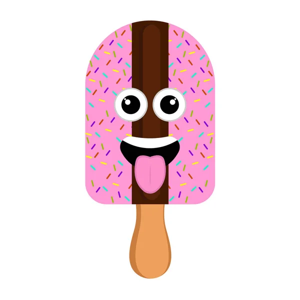 Emoticon de popsicle heureux — Image vectorielle