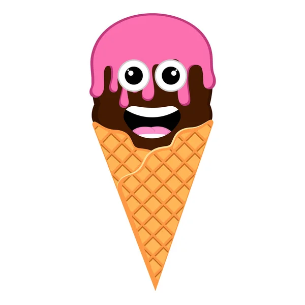 Happy ice cream emoticon — Stock Vector