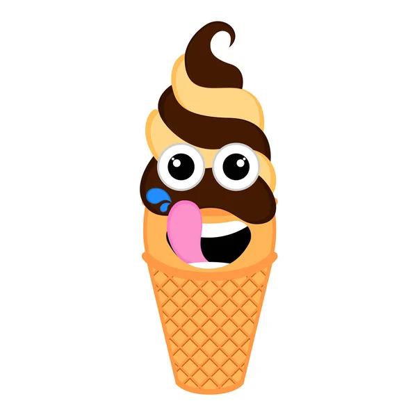 Emoticono de helado feliz — Archivo Imágenes Vectoriales