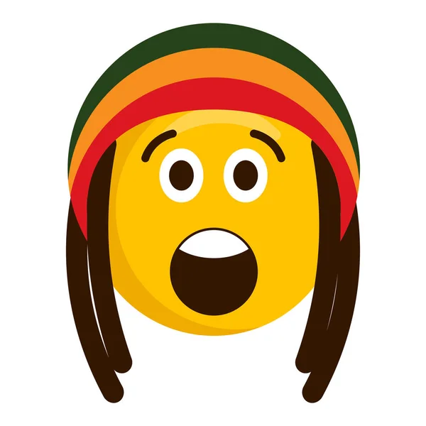 Surprised emoji with reggae hat — Stock Vector