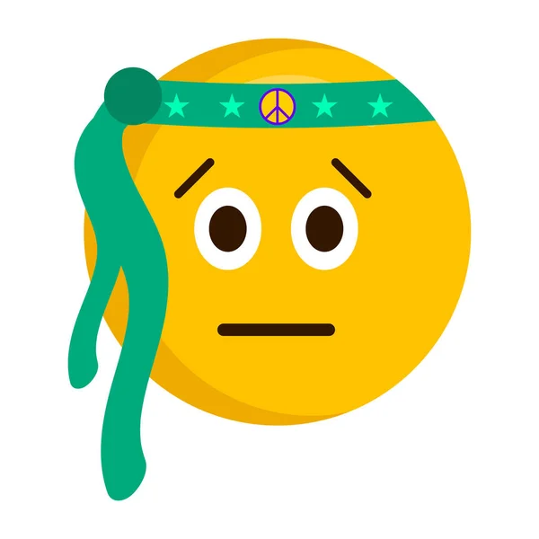 Allvarlig hippie emoji med ett bandage — Stock vektor