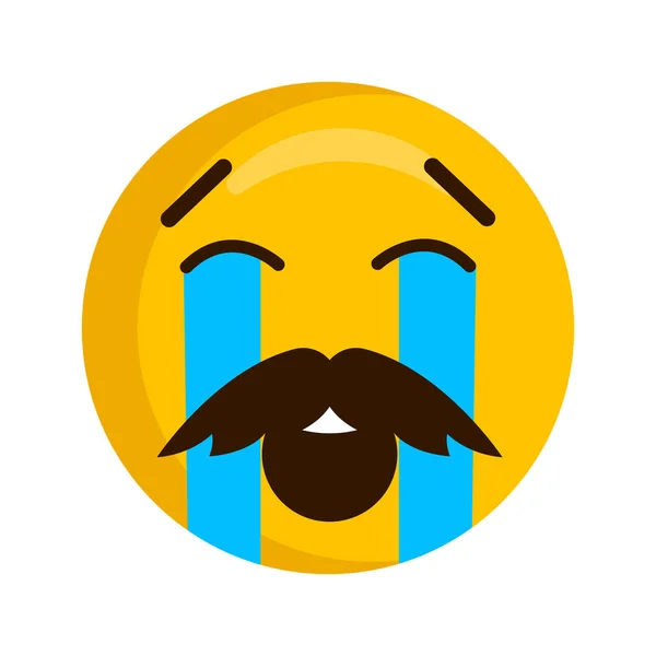 Sad emoji with a mustache — Stock Vector