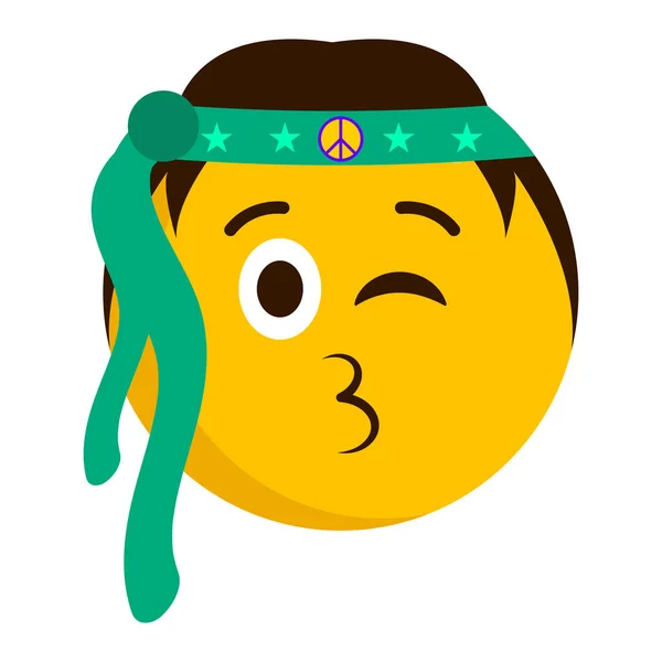 Hippie emoji soprando um beijo — Vetor de Stock