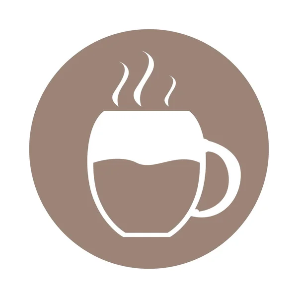 Taza de café icono en una etiqueta — Vector de stock