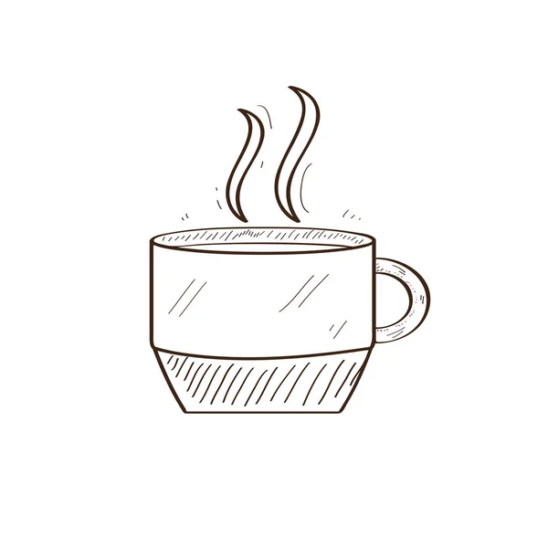 孤立したレトロなコーヒーのマグカップのスケッチ — ストックベクタ