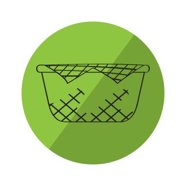 Bir piknik sepeti bir etiket üzerinde taslağını