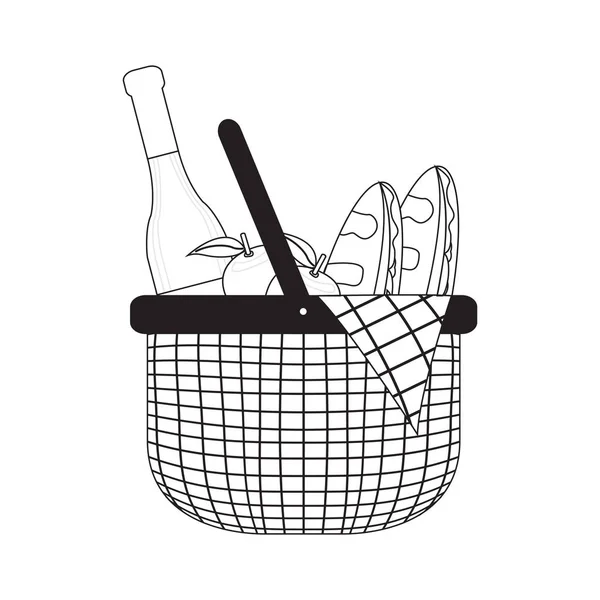 Bosquejo de cesta de picnic — Vector de stock