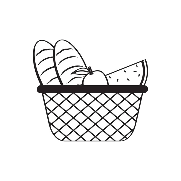 Bosquejo de cesta de picnic — Vector de stock