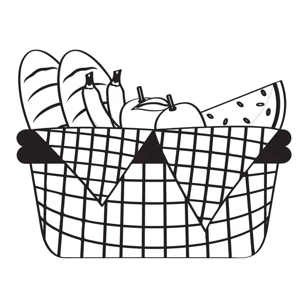 Picnic basket sketch — Stock Vector