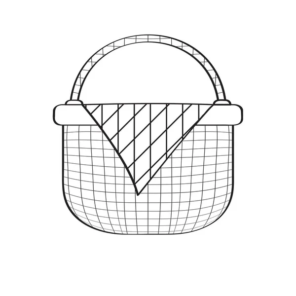 Prázdné piknikový koš skica — Stockový vektor
