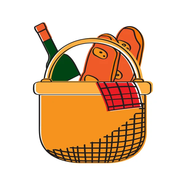 Picnic icono de la cesta — Vector de stock