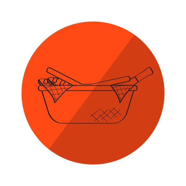 Boceto de una cesta de picnic en una etiqueta — Vector de stock