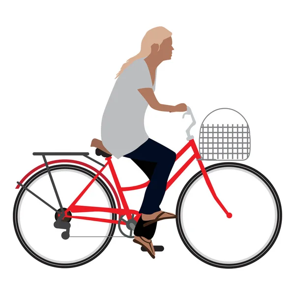 Kobieta, jazda na rowerze mogą się Państwo wybrać — Wektor stockowy