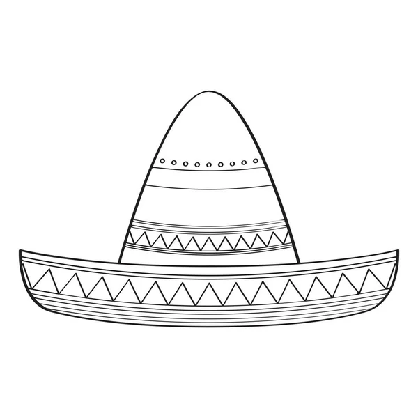 Tradicional bosquejo de sombrero mexicano — Archivo Imágenes Vectoriales