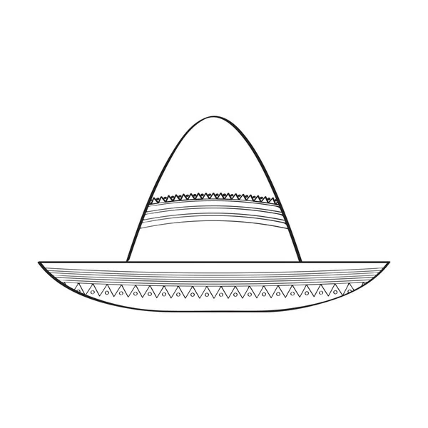 Tradicional bosquejo de sombrero mexicano — Vector de stock