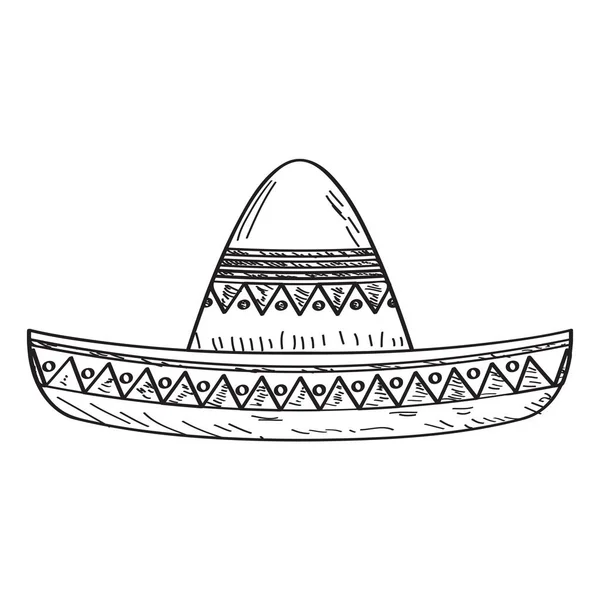 Croquis traditionnel mexicain chapeau — Image vectorielle