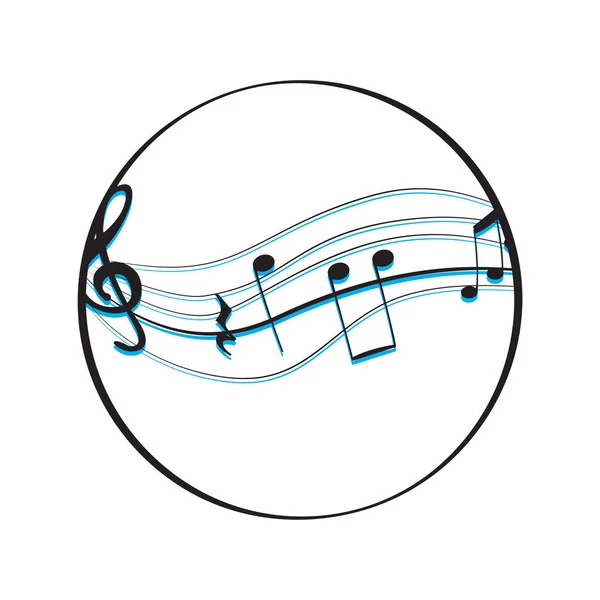 Conjunto de notas musicales en un pentagrama — Vector de stock