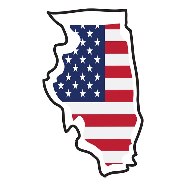 Geïsoleerde kaart van de staat Illinois — Stockvector